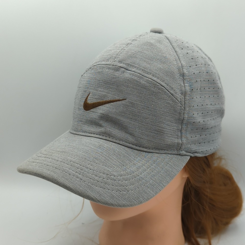Nike Golf Hat Cap Gray Adjustable Strapback 7 Panel Legacy 91 Perforated Unisex